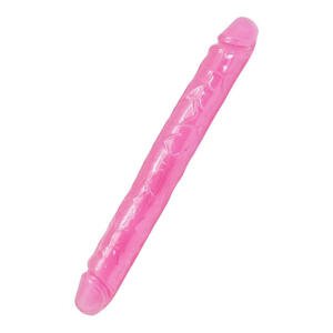 Obojstranné želatínové ružové dildo 33 cm