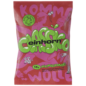 Einhorn Condoms: CLASSICO, 13 vegan condoms in the chips bag