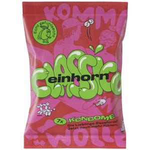 Einhorn Condoms: CLASSICO, 7 vegan condoms in the chips bag