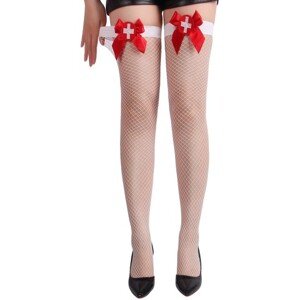 Samodržiace podväzkové pančuchy s mašľami Sexy Nurse