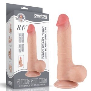 8'' Dildo s dvojitou vrstvou a posúvacou kožou - Prirodzený odtieň