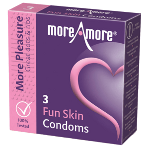 More Amore Single: Fun Skin, 3 condoms with ribs and dots