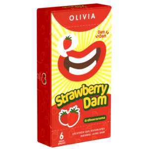 Olivia Dams: Strawberry – Červené latexové rúška na orálny sex (6 ks)