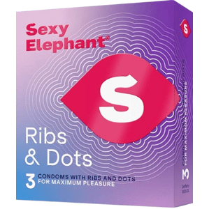 Sexy Elephant – vrúbkované kondómy Ribs & Dots (3 ks)
